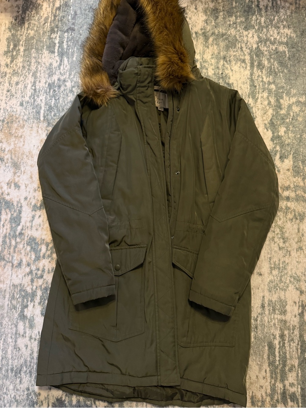 a new day Olive Green Faux Fur Hooded Ski Parka